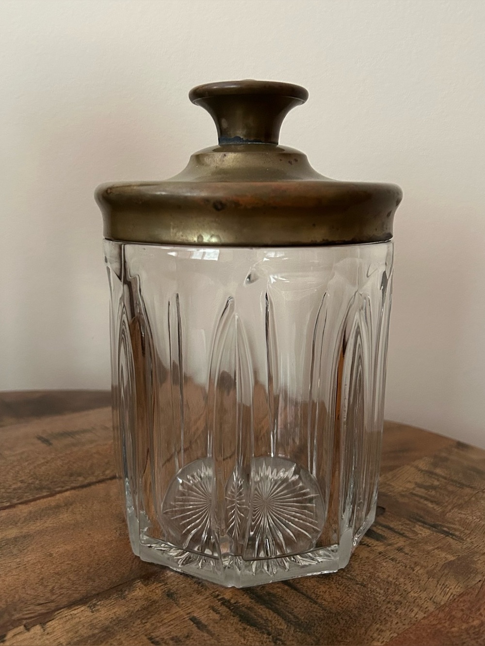 Antique Brass and Glass Humidor Tobacco Cigar